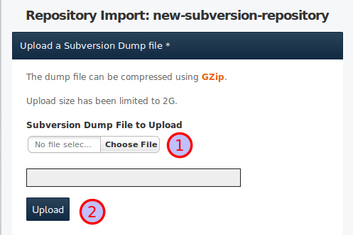 Upload dump file